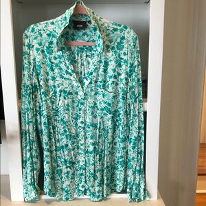 Maeve long sleeve button-down V neck Turquoise
Blouse